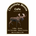 Chocolate Moose Cafe Statuette<br><div class="desc">Good Eats in the North Country. The hand-painted sign from the mythical Chocolate Moose Cafe in Bonners Ferry, Idaho. Features a moose against a dark background and the goodies offered by the cafe. Far northern Idaho; trees, mountains, clean air, clean water, moose, bear and elk. And great tasting treats for...</div>