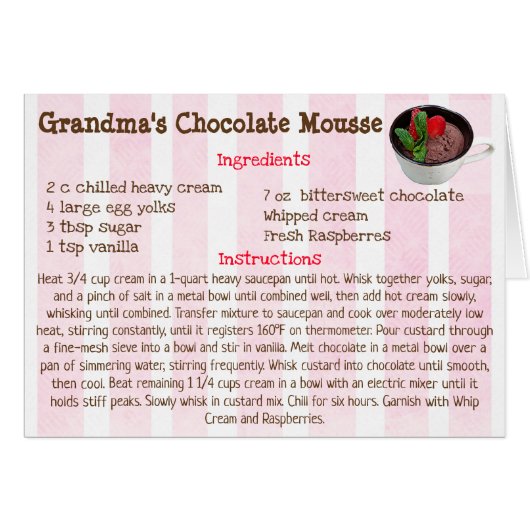 Chocolate Mousse Recipe Card (Front Horizontal)
