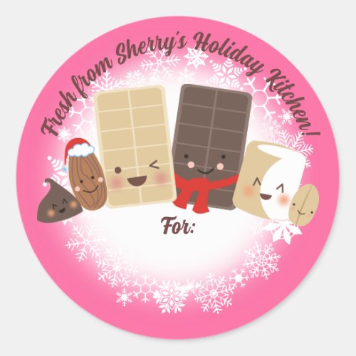 Chocolate nuts Christmas cookies candy baking Classic Round Sticker