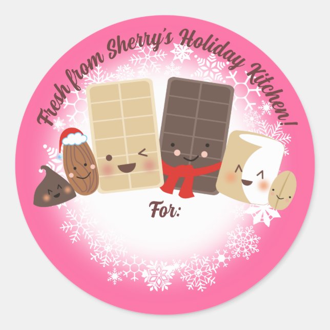 Chocolate nuts Christmas cookies candy baking Classic Round Sticker (Front)