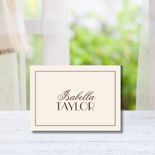 Chocolate Old Money Formal Wedding Place Card
