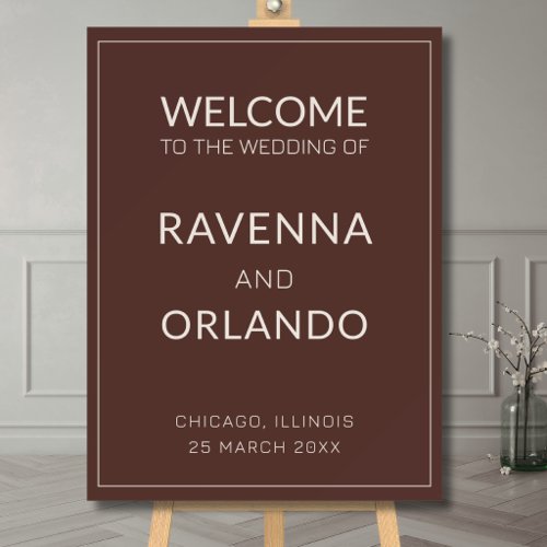 Chocolate Old Money Timeless Wedding Welcome Foam Board