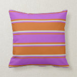 [ Thumbnail: Chocolate, Orchid, and Light Gray Colored Lines Throw Pillow ]