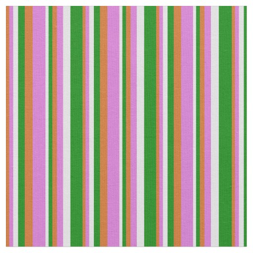 Chocolate, Orchid, Lavender & Green Lines Pattern Fabric