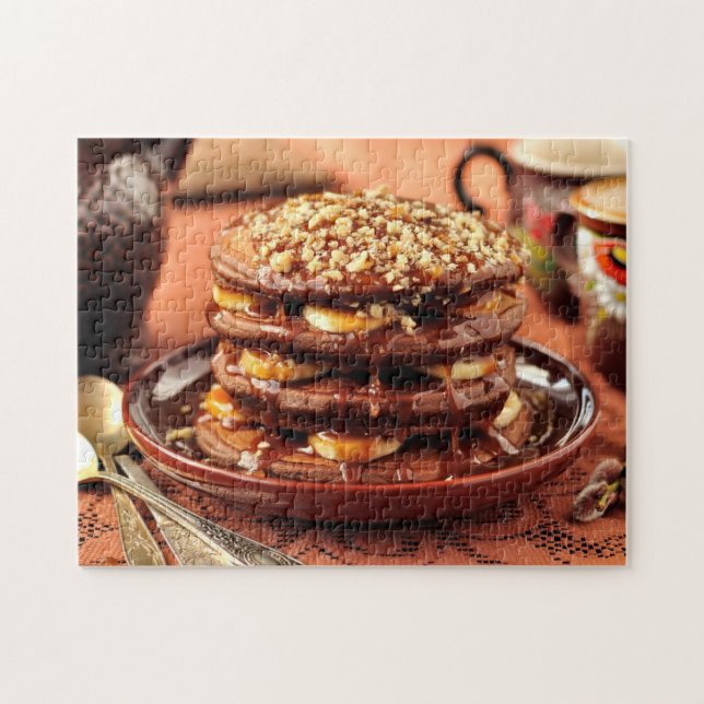 Chocolate Pancakes with Bananas and Caramel Jigsaw Puzzle (Horizontal)