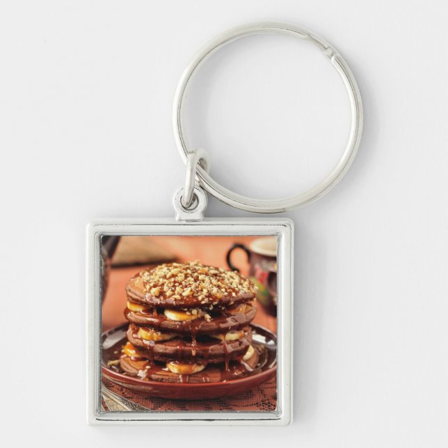 Chocolate Pancakes with Bananas and Caramel Keychain (Front)
