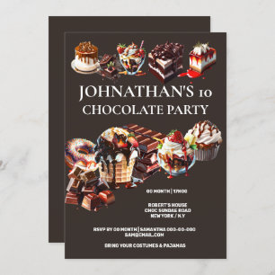 Chocolate party cake dessert ice cream summer kids invitation