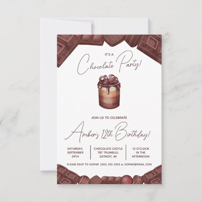 Chocolate Party, Death by Chocolate Birthday Party Invitation (Front)