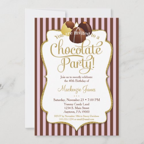 Chocolate Party Invitation Birthday Dessert