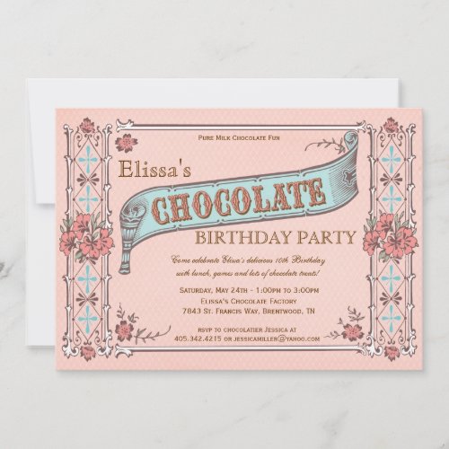 Chocolate Party Invitation Vintage Chocolate Box