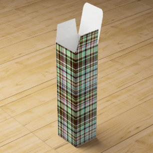 Chocolate Pastels Plaid 1-WINE BOTTLE GIFT BOX