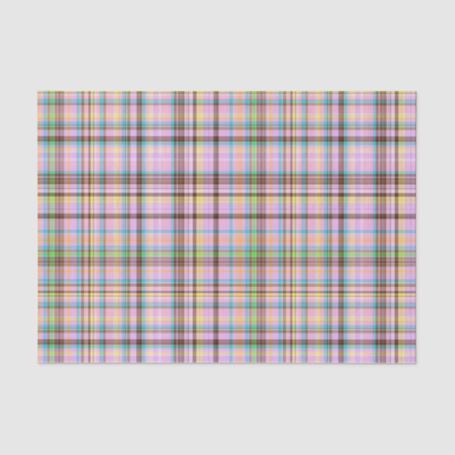 Chocolate Pastels Plaid 22-TISSUE WRAP PAPER (Front)