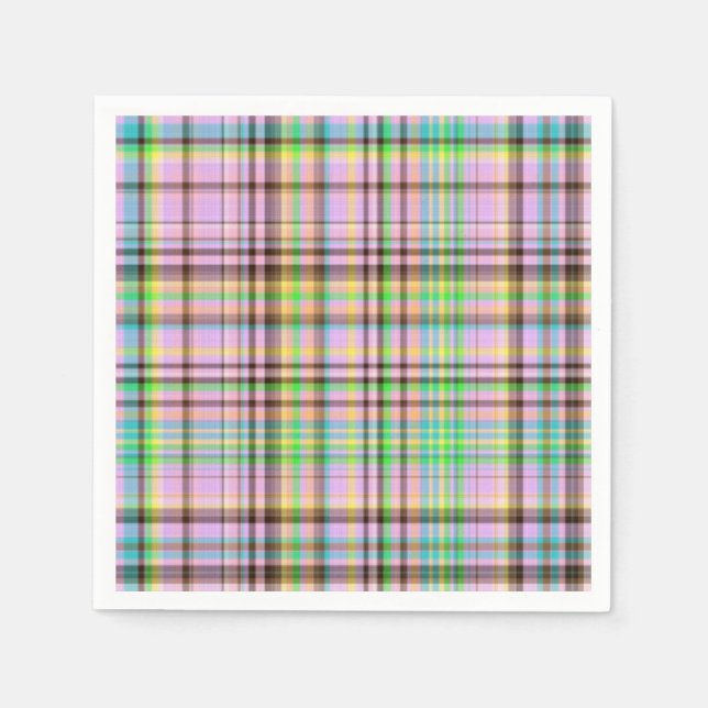 Chocolate Pastels Plaid 25-PAPER NAPKINS (Front)