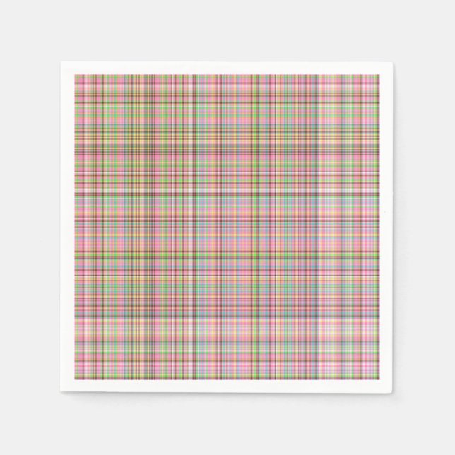 Chocolate Pastels Plaid 26-PAPER NAPKINS (Front)