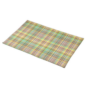 Chocolate Pastels Plaid 2-COTTON PLACE MAT