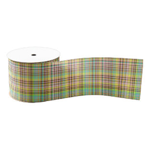 Chocolate Pastels Plaid 2-GROSGRAIN RIBBON SPOOLS