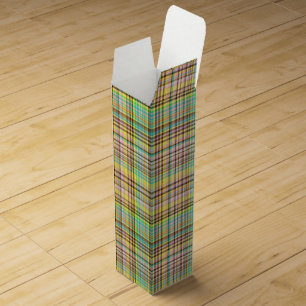Chocolate Pastels Plaid 2-WINE BOTTLE GIFT BOX