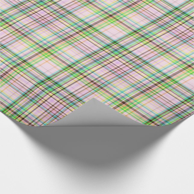 Chocolate Pastels Plaid 7-Gift Wrapping Paper (Corner)