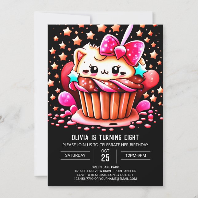 Chocolate Pastry Magic Muffin Girl Birthday Invitation (Front)