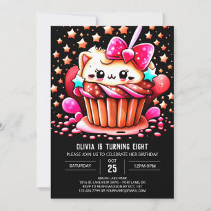 Chocolate Pastry Magic Muffin Girl Birthday Invitation