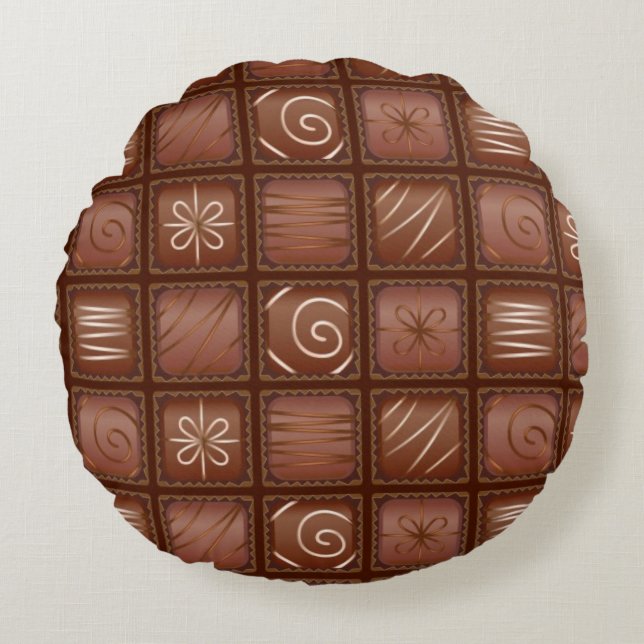 Chocolate Pattern Round Pillow (Front)
