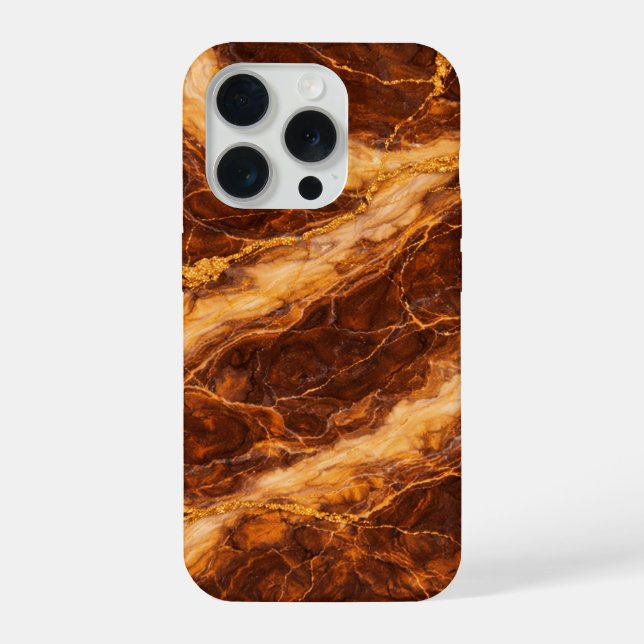 Chocolate Peanut Butter Marble with Gold Veining iPhone Case (Back)