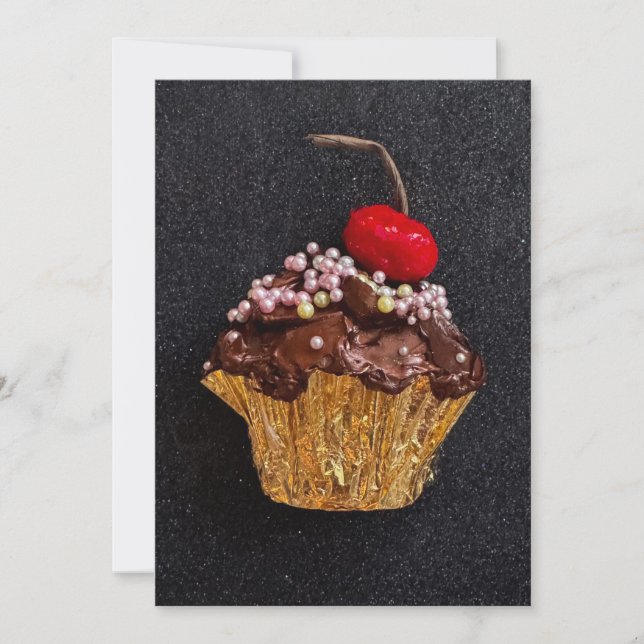 Chocolate Pearl Cupcake Holiday Card (Front)
