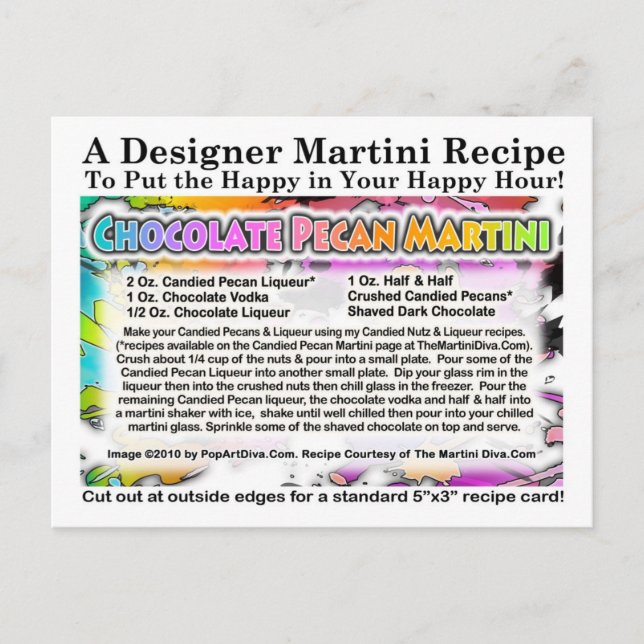 Chocolate Pecan Martini Recipe Postcard (Front)