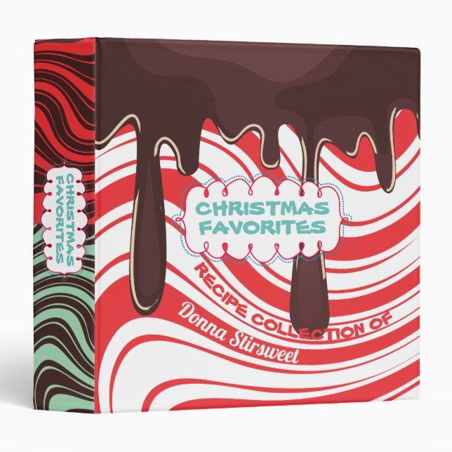 Chocolate peppermint Christmas personalized recipe 3 Ring Binder (Front/Spine)