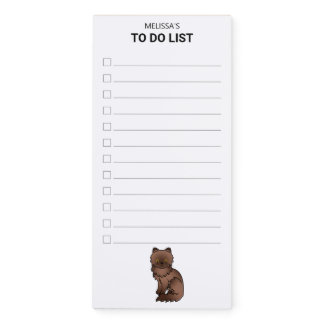 Chocolate Persian Cartoon Cat To Do List &amp; Name Magnetic Notepad