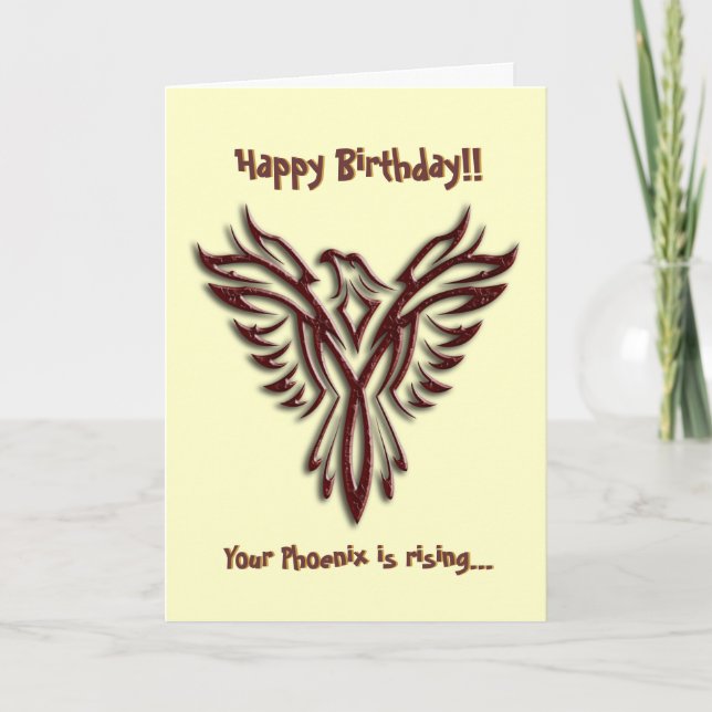 Chocolate Phoenix birthday card (Front)