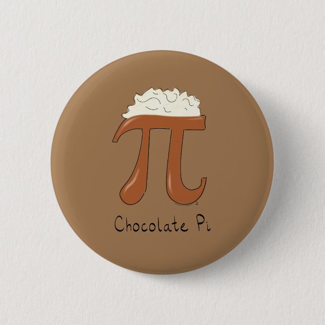 Chocolate Pi Cute Math Pi Day Button Pin (Front)