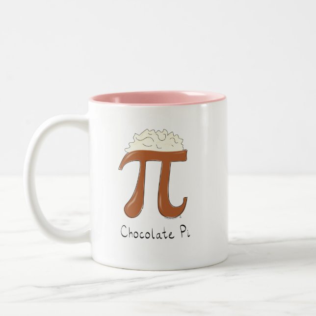 Chocolate Pi Day Symbol Math Teacher Funny Two-Tone Coffee Mug (Left)
