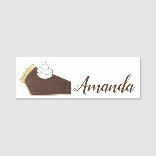 Chocolate Pie Whipped Cream Slice Dessert Baking Name Tag