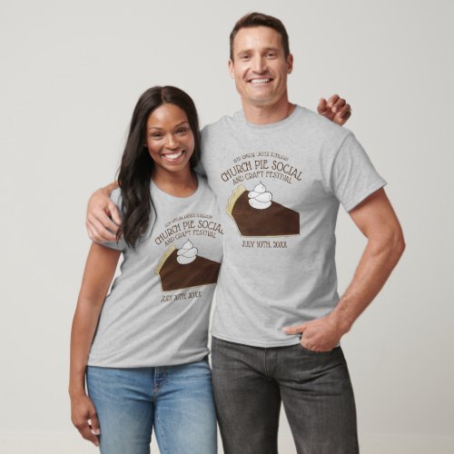 Chocolate Pie Whipped Cream Slice Dessert Baking T_Shirt