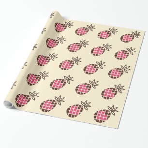 Chocolate pineapple with pink heart pattern wrapping paper