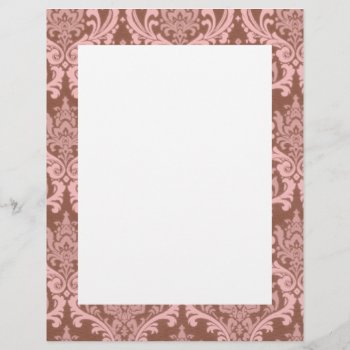Chocolate Pink Damask Border by Cardgallery at Zazzle