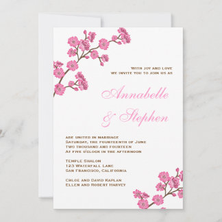 Chocolate Pink Flowers Wedding Invitation