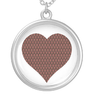 Chocolate & Pink Heart of Pi Silver Plated Necklace