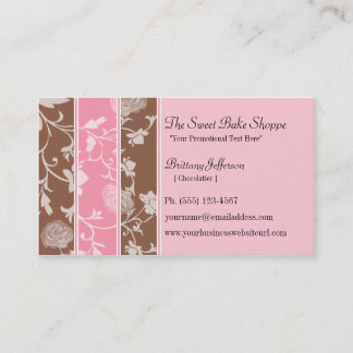 Chocolate Pink Roses Sweet Bakery Business Card