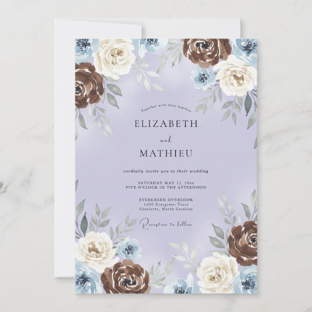 Chocolate Plum Artisan Wedding Invitation (Front)