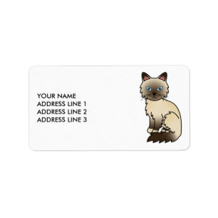 Chocolate Point Birman/Ragdoll Cat & Custom Text Label