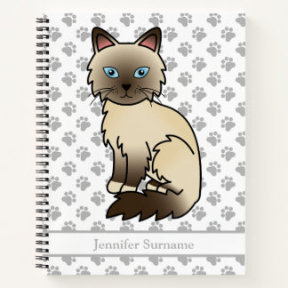 Chocolate Point Birman / Ragdoll Cat &amp; Custom Text Notebook
