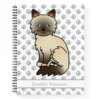 Chocolate Point Birman / Ragdoll Cat & Custom Text Notebook
