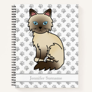 Chocolate Point Birman / Ragdoll Cat & Custom Text Notebook