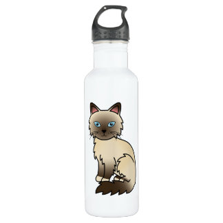Chocolate Point Birman / Ragdoll Cat Illustration Stainless Steel Water Bottle