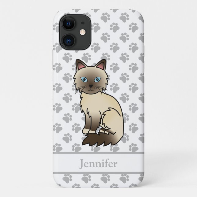 Chocolate Point Birman / Ragdoll Cat & Name Case-Mate iPhone Case (Back)