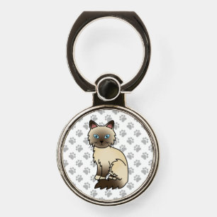 Chocolate Point Birman / Ragdoll Cat & Paws Phone Ring Stand