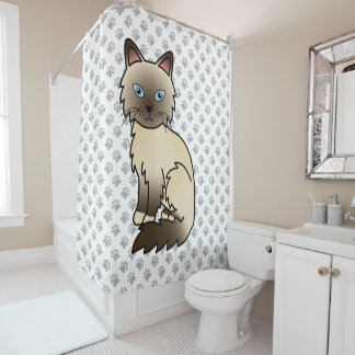 Chocolate Point Birman / Ragdoll Cat &amp; Paws Shower Curtain