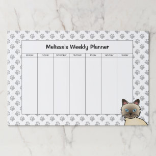Chocolate Point Birman/Ragdoll Cat Weekly Planner Paper Pad